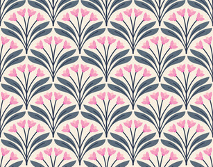 Wall Mural - abstract floral seamless pattern. vector art deco texture. geometric minimalist background.