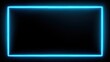 © WAFELLO - Glowing blue neon rectangular frame with a modern abstract border effect on a dark background.