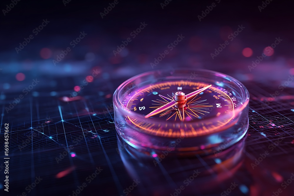 Dynamic compass pointing the way forward, navigating future ...