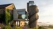© Nadim Graphic Art - Architectural Marvel A Modern Extension Blends with a Historic Stone Tower