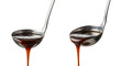 © Fyntra - A ladle pouring thick dark brown sauce with a glossy sheen.