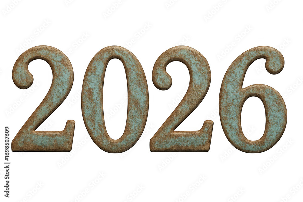 2026 verdigris copper lettering on transparent background Stock ...
