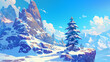 © Adja - Polar ice and snow fall freezes a single pine tree illustration