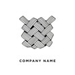 © mandesign_creative - Abstract woven square logo with intricate braided line art.