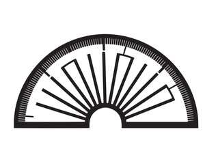 Modern Educational Protractor Icon in Stylish Clear Minimal Vector Artwork