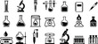 © Bhismodeb - Science laboratory equipment icons in black and white