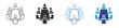 © Habiba Anika - meeting with six people sitting around a square table in a conference room icon  set,  business meeting icon , vector  illustration