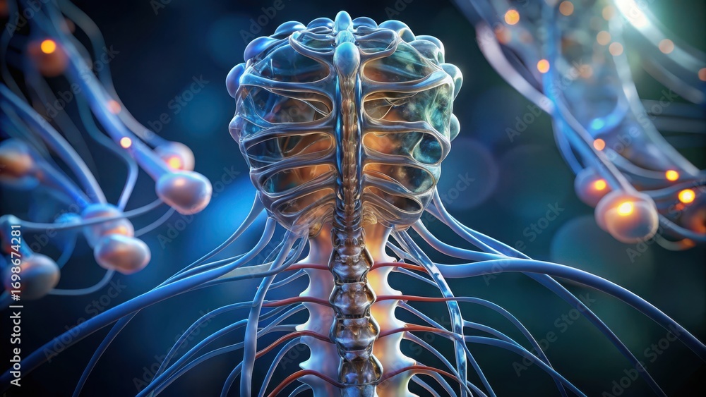 3d realistic human spinal cord and nerves anatomy x-ray medical imaging ...