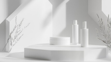 White cosmetic product display design