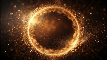Wall Mural - abstract sand halo: brown dust particles floating in dark background