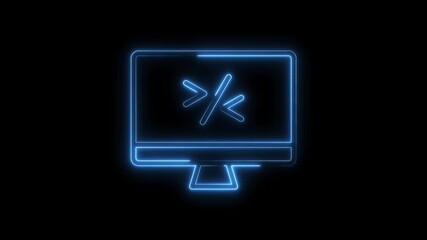 Neon style computer screen showing programming code isolated on black background digital technology concept