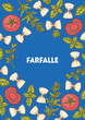 © DiViArts - Traditional Italian pasta. Farfalle frame. Italian food. Staple food. Hand drawn vector illustration. Background for packaging, menu. Top view. Not AI
