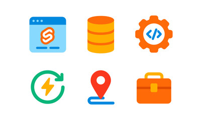 Colorful modern icons for technology and business