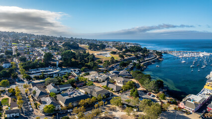 Wall Mural - Panoramic drone view of Monterey, California with city