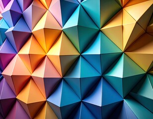 Abstract geometric pattern of vibrant, colorful triangles