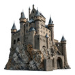 © VectorCO - Medieval stone castle on rocky cliff with tall towers and arched entrances
