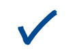 © DiBook design - hand drawn blue check mark or tick icon on a white background