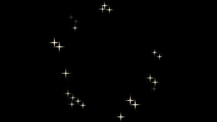 Wall Mural - Endless animation of round frame with empty space for text or banner. Glitter magic spell effect. Beautiful lopped animation of a lot of stars, twinkle stars light on black background