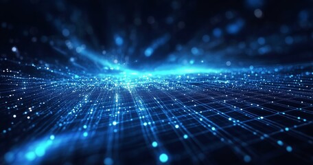 Wall Mural - abstract futuristic technology backdrop shows blue data streams and network connections