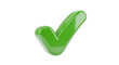 © Eva - Glossy Green Check Mark Symbol on White Background.