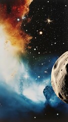 Wall Mural - a mesmerizing cosmic scene with vibrant nebulae in orange and blue hues. captured from a wide-angle 