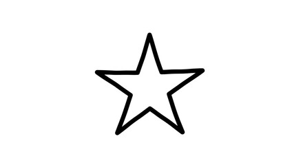 Hand Drawn Five-Pointed Star Outlined in Black, Isolated on White