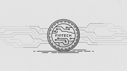 Fintech technology innovation financial digital circuit board design vector illustration concept art