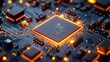 © ELY - Close - up of a Central Processing Unit (CPU) on a Printed Circuit Board (PCB) with Illuminated Components