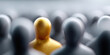 © MP-AI - Exploring ai ethics and therapeutics with concept of single yellow figure standing out from crowd symbolizing individuality leadership and responsible innovation
