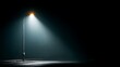© ryan - Glowing solar street lamp at night with vast empty dark sky surrounding, highlighting sustainable urban lighting, renewable energy concept, futuristic eco-friendly cityscape and illumination design