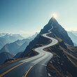 © Chad - A winding road ascending a mountain, symbolizing career progression and the journey to success Challenges and milestones are represented by the curves and altitude , road, progress, elevation