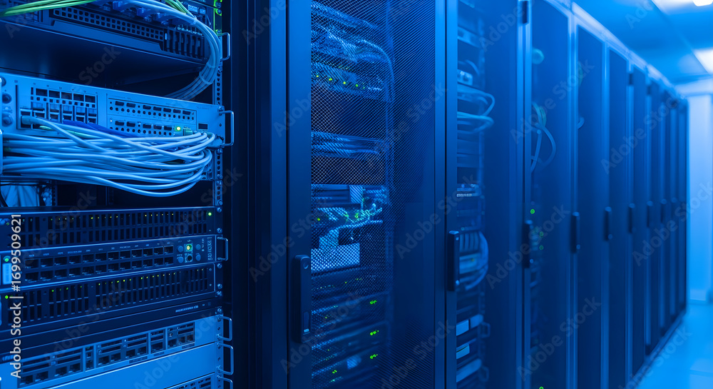 Powerful server room featuring cutting-edge hardware and networking ...