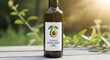 © Pixcellence - Premium avocado oil bottle on wooden table in sunlit garden setting for natural skincare and culinary use
