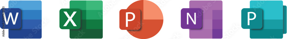 High resolution Microsoft PowerPoint, Word & Excel logos set. Set of ...