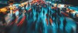 © fitriyah - Abstract night city crowd motion blur urban street scene teal red lights dynamic energy