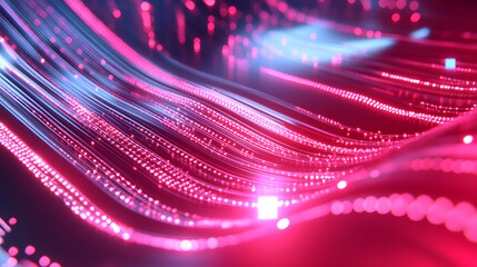 Abstract data compression concept soft flowing lines code neon pink Abstract data compression concept with soft flowing lines and neon pink glow, dynamic wave of light, futuristic digital