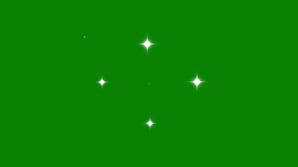 Sparkling twinkling Star or blinking light effect on green screen background, magic flash or glitter motion explosion animated effect, Twinkle stars starlight on chroma key green screen background. 4k