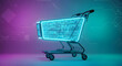 © Heri - futuristic shopping cart glowing with blue light, representing online commerce and digital transformation