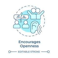 Wall Mural - Encourages openness soft blue concept icon. Social relationships, networking. Conversation, dialogue. Round shape line illustration. Abstract idea. Graphic design. Easy to use in booklet, blog post