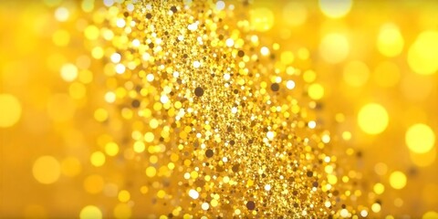 Golden bokeh background with glitter on the bottom, creating a festive and elegant atmosphere, perfect for adding a touch of glamour to any design