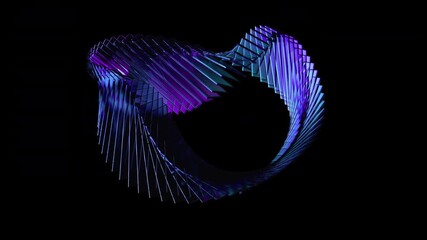 Wall Mural - abstract motion design, glass shape on a black background, 4k seamless loop animation, 3d render