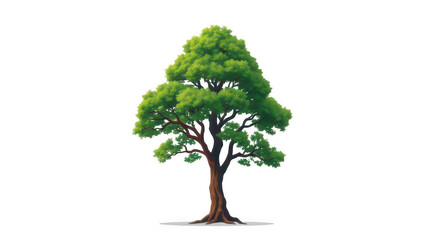 Lush green tree with a full crown isolated on transparent background, symbolizing growth, nature, and environmental sustainability in a vibrant image