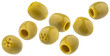 © xamtiw - Green pitted olives isolated on white background with clipping path, full depth of field