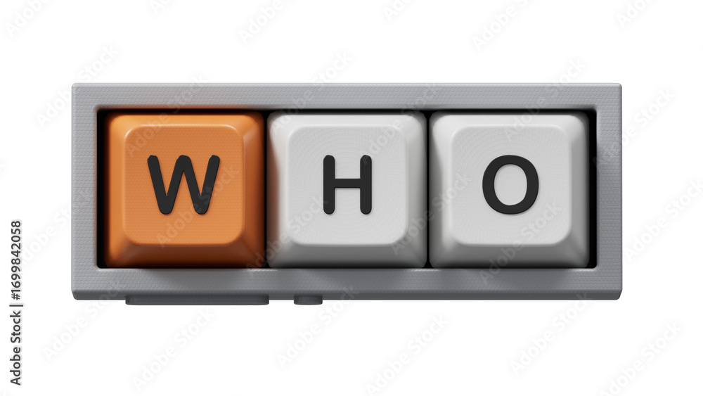 "who?".the word spelled out using Computer keyboard keys. Education ...