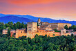 Alhambra of Granada, Spain. Alhambra fortress at sunset.