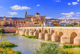 Cordoba, Spain. Roman Bridge and Mezquita (mosque-cathedral) on the Guadalquivir River.
