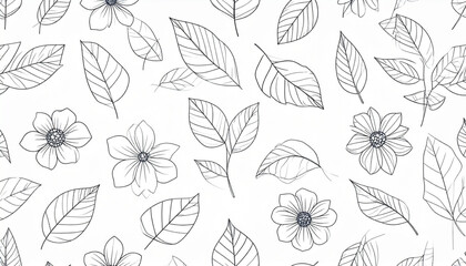 Naklejka na meble  Repeating Geometric Leaf & Flower Pattern