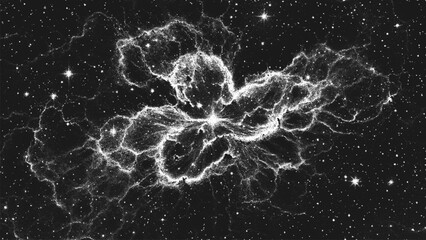 Wall Mural - powerful luminous explosion of star surrounded by glowing shockwave and bright distant star in space