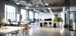 © hao - Bright and spacious office space in an unfocused view. Modern blurred background photo for banner, poster or magazine and website background. High quality