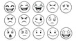©  MD Rakib - Collection of hand drawn smiley faces with various emotions and expressions